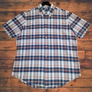 Ralph Lauren Shirt Mens Large Plaid Bleeding Madras Indian Cotton SS Button Down